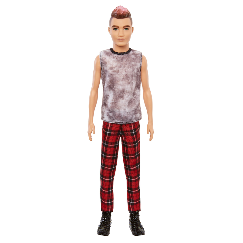 Mattel Barbie - Ken Fashionistas Doll, No.176 Rocker Ken Doll With Pink Frosted Hair Sleeveless Top GVY29 (DWK44)