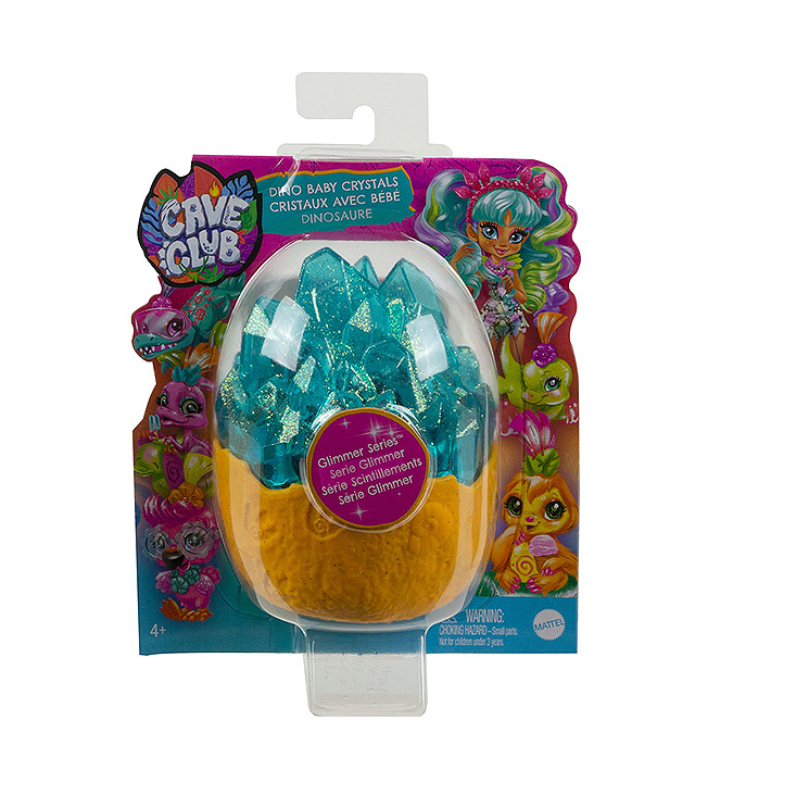 Mattel Cave Club - Dino Baby Crystals Glimmer Series, Surprise Pet With Accessories