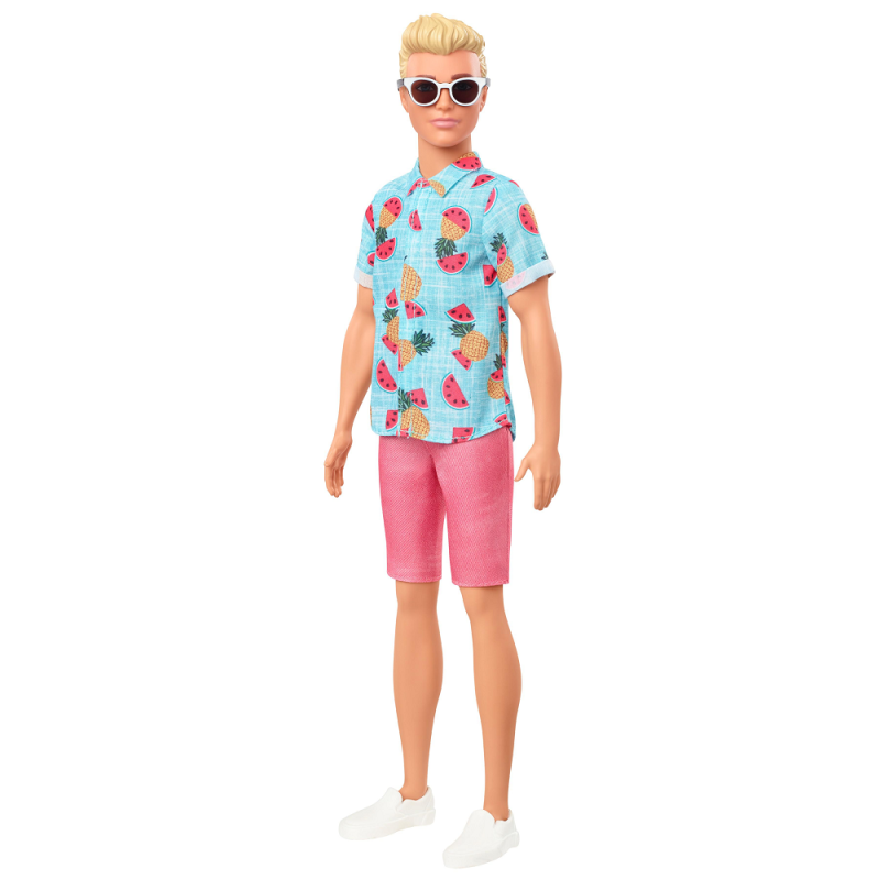 Mattel Barbie - Ken Fashionistas Doll No.152 With Sculpted Blonde Hair Wearing Blue Tropical-Print Shirt GYB04 (DWK44)