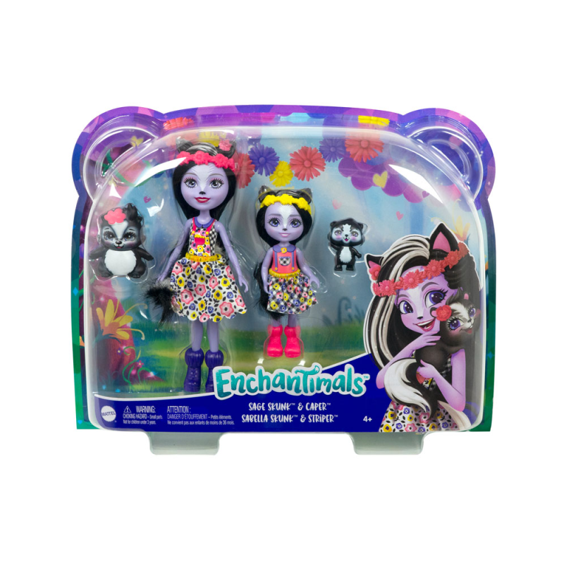 Mattel Enchantimals – Κούκλα Και Αδερφάκι, Sage Skunk & Caper, Sabella Skunk & Stiper HCF82 (HCF79)