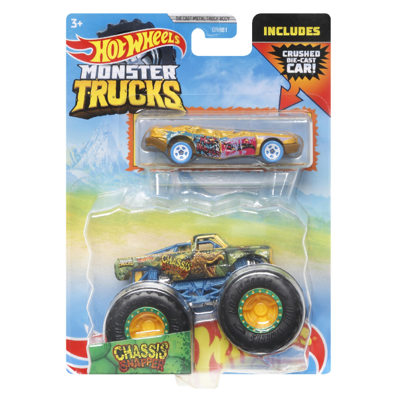 Mattel Hot Wheels - Monster Truck Με Αυτοκινητάκι, Chassis Snapper HDB99 (GRH81)