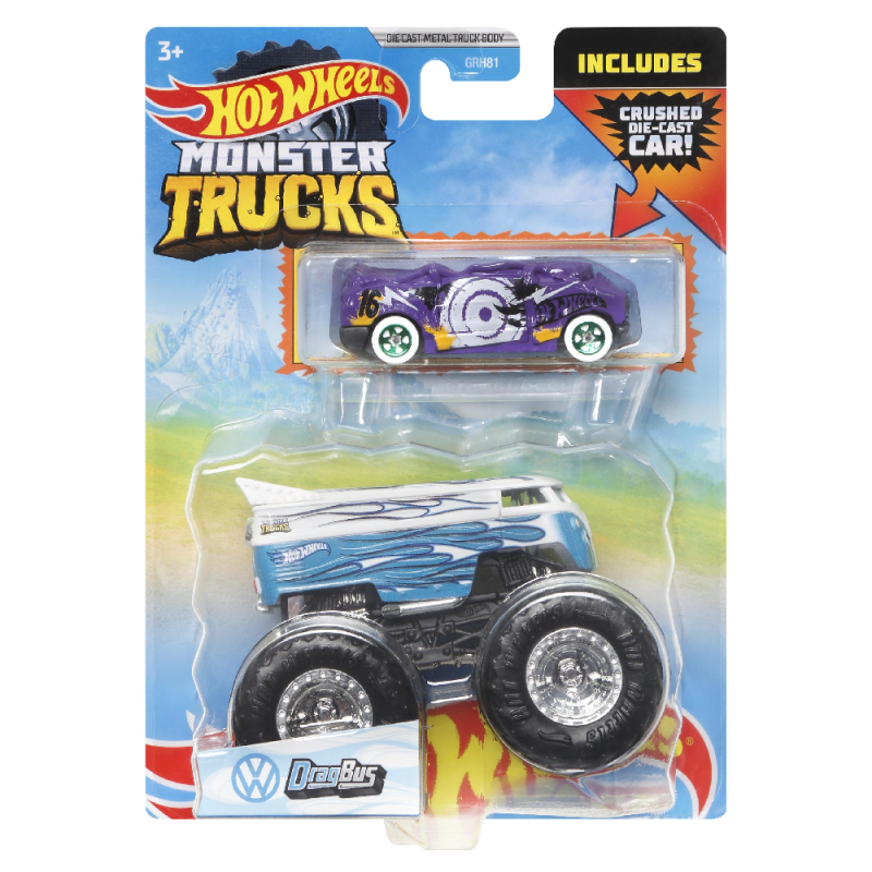 Mattel Hot Wheels - Monster Truck Με Αυτοκινητάκι, Drag Bus HDC00 (GRH81)