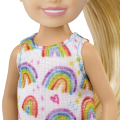 Mattel Barbie - Barbie Chelsea Doll Blonde Wearing Rainbow-Print Dress And Yellow Shoes HGT02 (DWJ33)