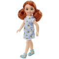 Mattel Barbie - Barbie Chelsea Doll Red Hair Wearing Bumblebee and Flower-Print Dress And Blue Sandals HGT04 (DWJ33)