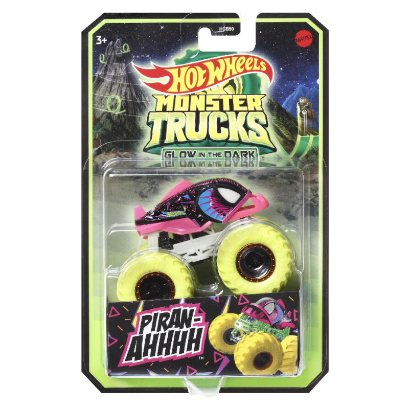Mattel Hot Wheels - Monster Trucks, Glow In The Dark, Piran-AHHHH HGX14 (HCB50)