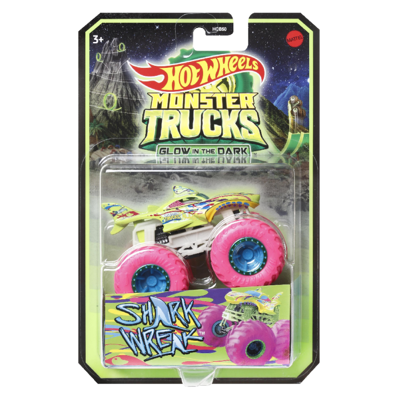 Mattel Hot Wheels - Monster Trucks, Glow In The Dark, Shark Wreak HGX15 (HCB50)