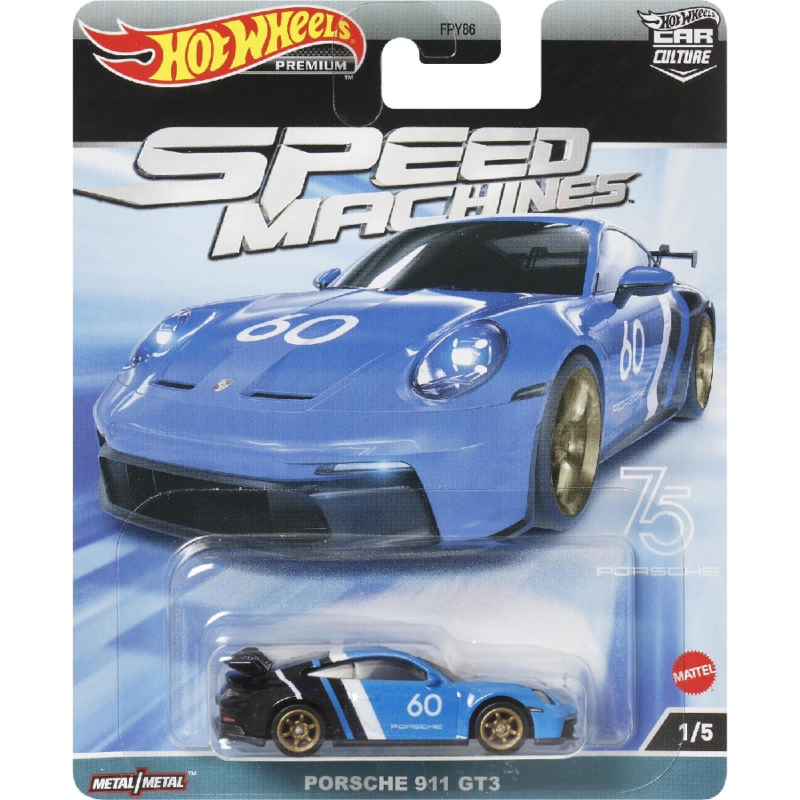 Mattel Hot Wheels – Συλλεκτικό Αγωνιστικό Αυτοκινητάκι, Speed Machines - Porsche 911 GT3 (1/5) HKC44 (FPY86)