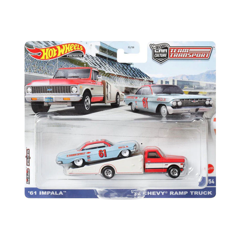 Mattel Hot Wheels - Νταλίκα Με Αυτοκινητάκι, ΄60 Impala & ΄72 Chevy Ramp Truck HKF40 (FLF56)