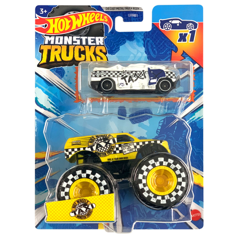 Mattel Hot Wheels - Monster Truck Με Αυτοκινητάκι, Taxi HKM07 (GRH81)