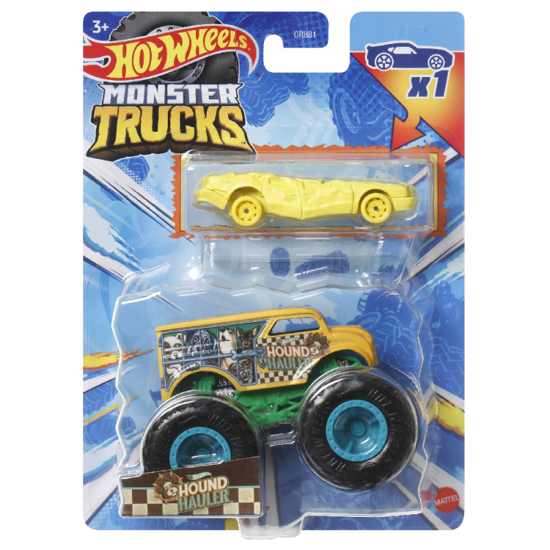 Mattel Hot Wheels - Monster Truck Με Αυτοκινητάκι, Hound Hauler HKM12 (GRH81)