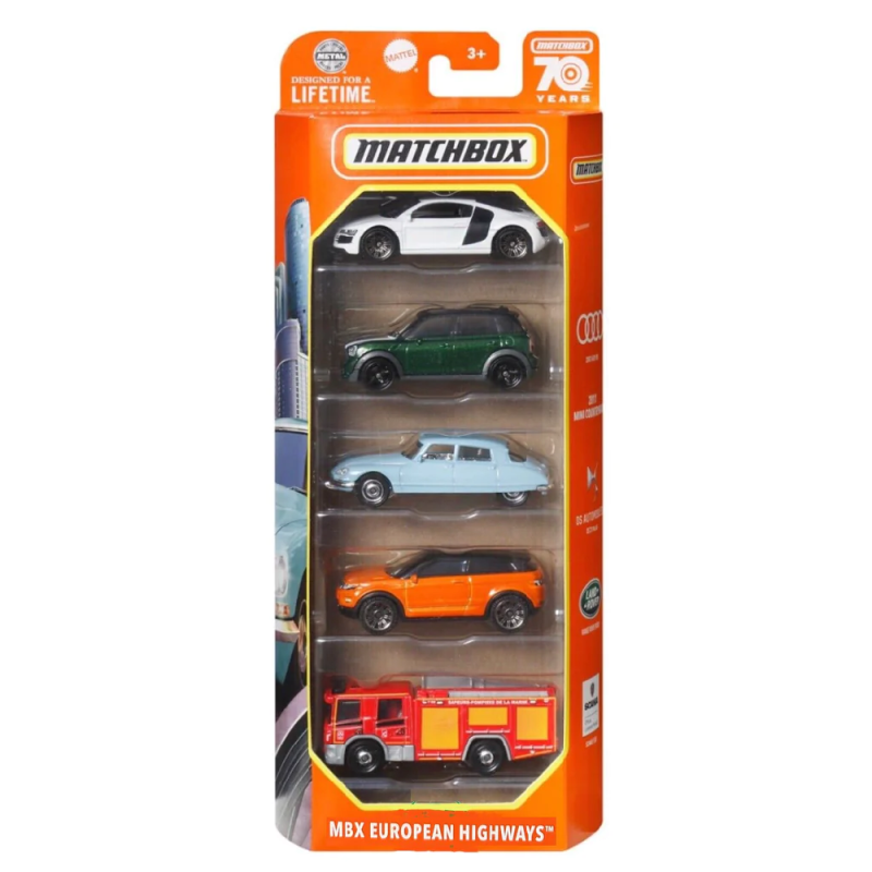 Mattel Matchbox - Αυτοκινητάκια Σετ Των 5, MBX European Highways HKY17 (C1817)