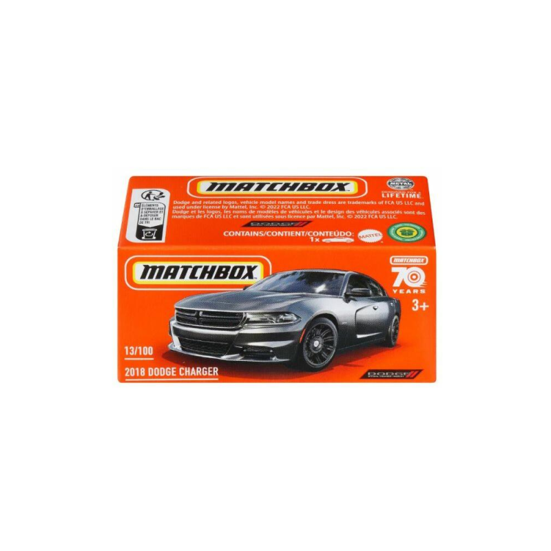 Mattel Matchbox - Αυτοκινητάκι Σε Κουτί, 2018 Dodge Charger (13/100) HLF16 (DNK70)