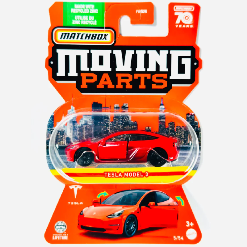 Mattel Matchbox - Moving Parts, Tesla Model 3 (5/54) HLF90 (FWD28)