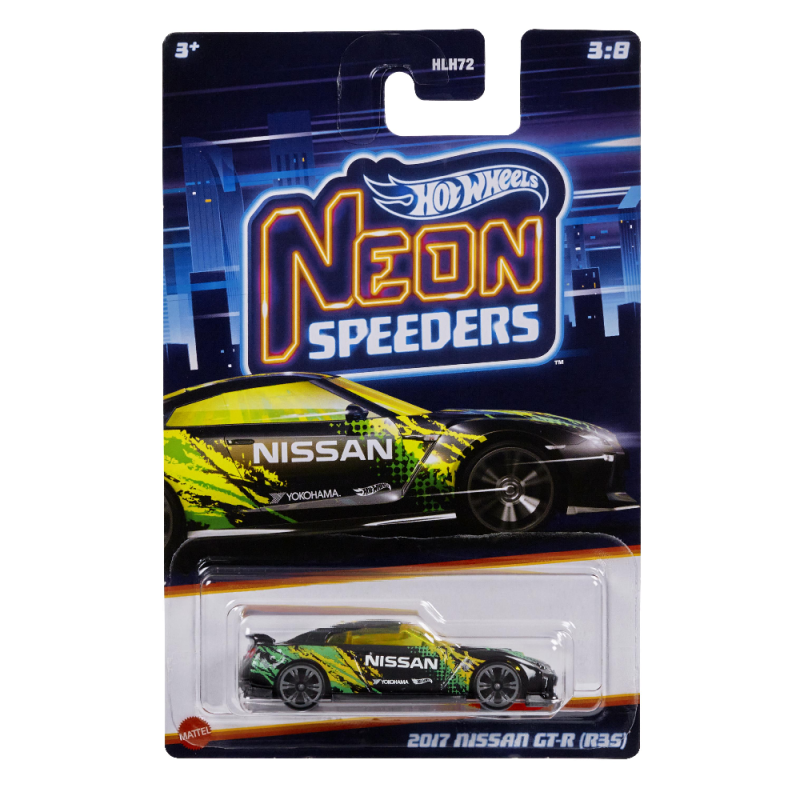 Mattel Hot Wheels - Αυτοκινητάκι Neon Speeders, 2017 Nissan GT-R (R35) (3/8) HLH75 (HLH72)