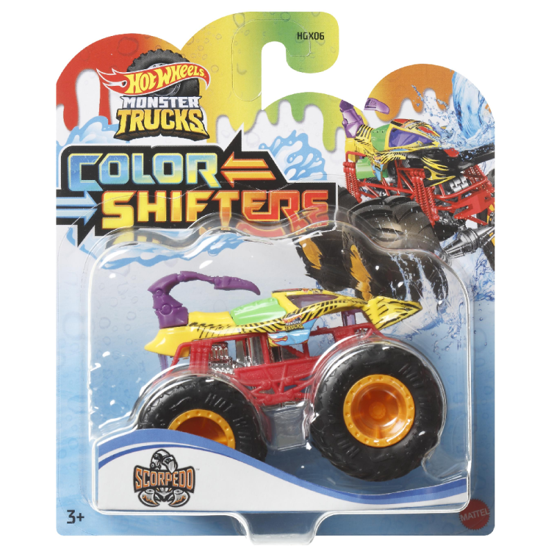 Mattel Hot Wheels - Monster Trucks, Color Shifters, Scorpedo HMH32 (HGX06)