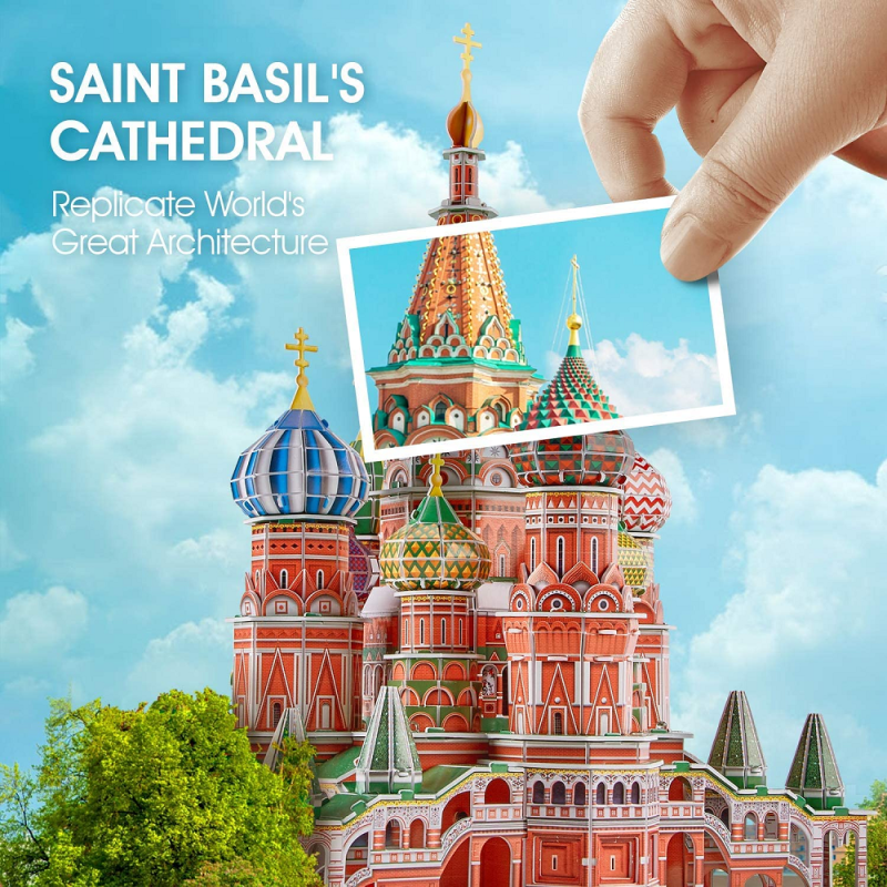 Cubic Fun - 3D Led Puzzle, Archicture Model-Led Lighting, St. Basils Cathedral 115 Pcs L519h