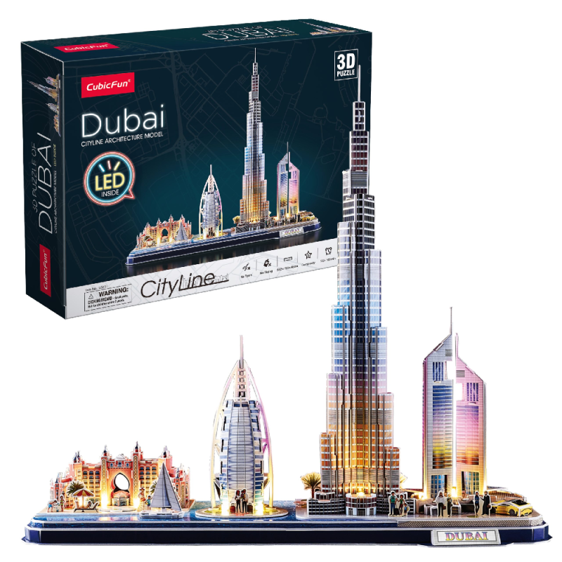 Cubic Fun - 3D Led Puzzle, Cityline Archicture Model, Dubai 182 Pcs L523h