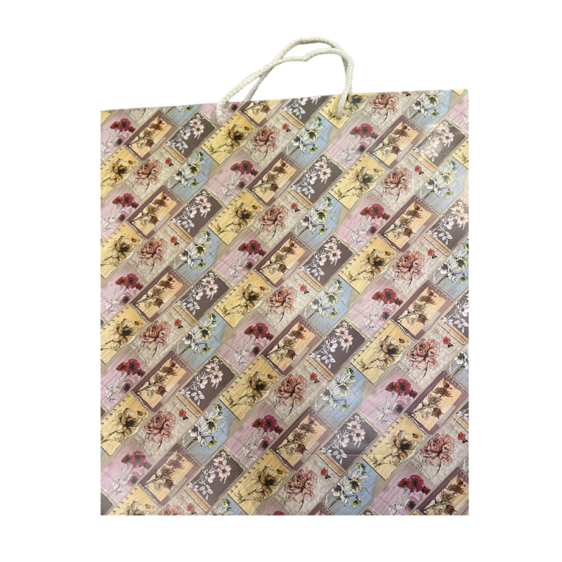 Νάκος ΑΒΕΕ - Χάρτινη Τσάντα Δώρου, Λουλούδια Σε Πλαίσιο 38×40×11 εκ N8Β-Ξ22