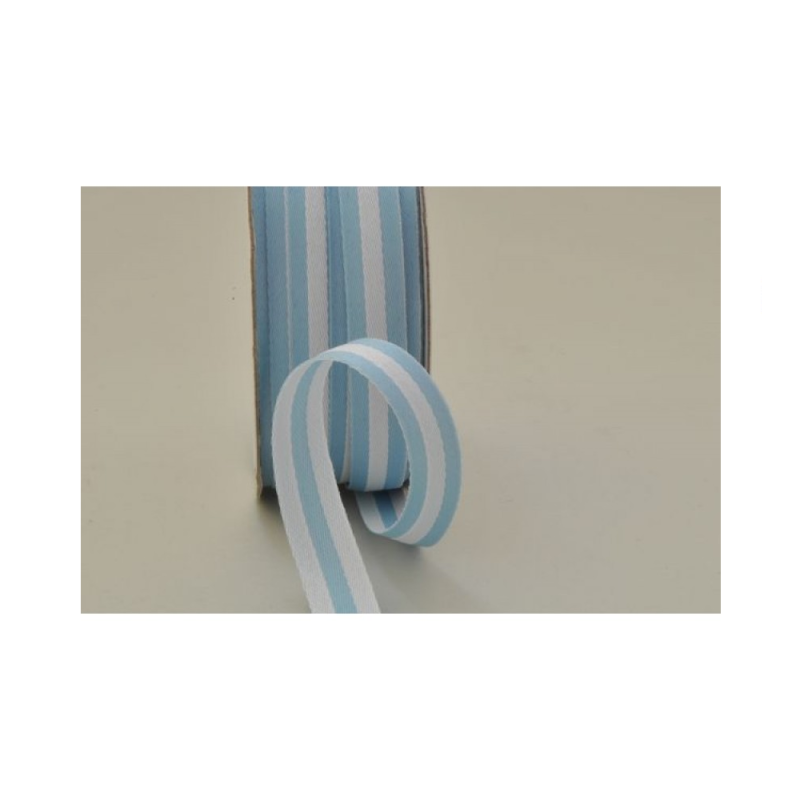 Kyriacou - Κορδέλα Ριγέ Δίχρωμη, 10mmX20M White - Light Blue RLXXXXXX-0140XX