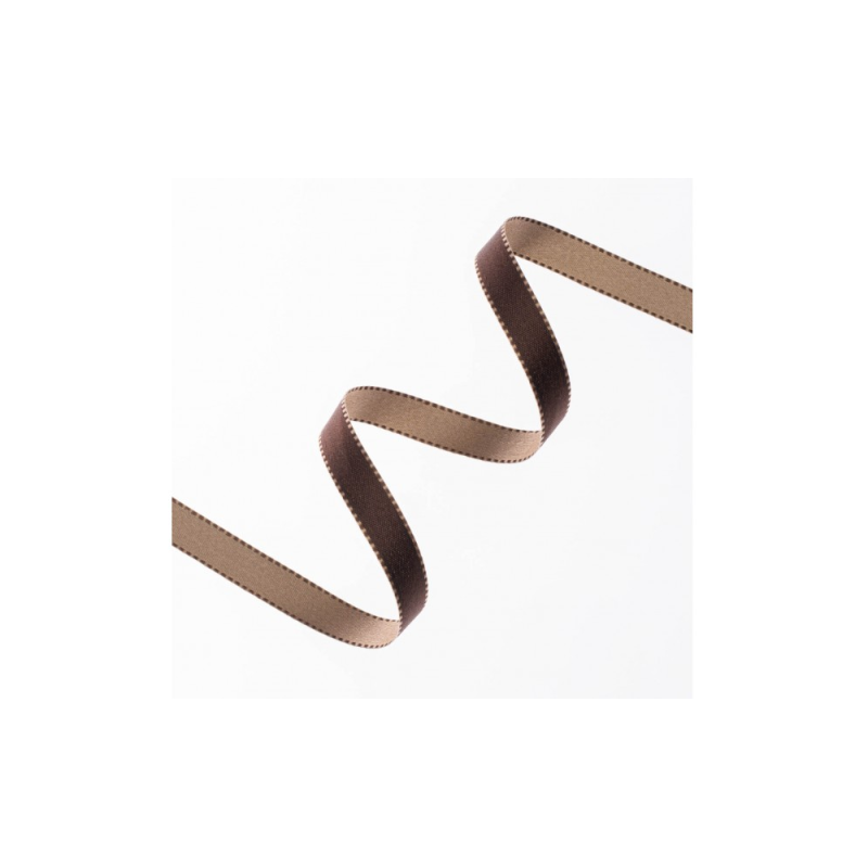 Kyriacou - Κορδέλα Σατέν Διπλής Όψης Με Ουγιά Δίχρωμη 10mmX20M, Beige/Brown WEATCSXX-X10X20-0390XX