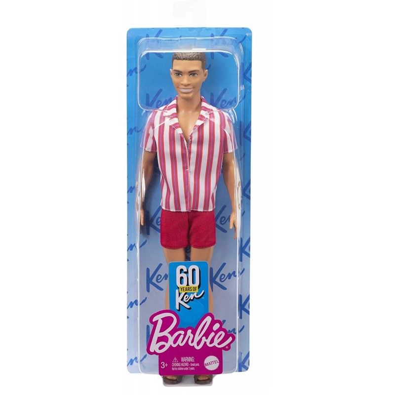 Mattel Barbie - Ken, 60th Anniversary Throwback Beach Look With Swimsuit And Sandals GRB42 (GRB41)
