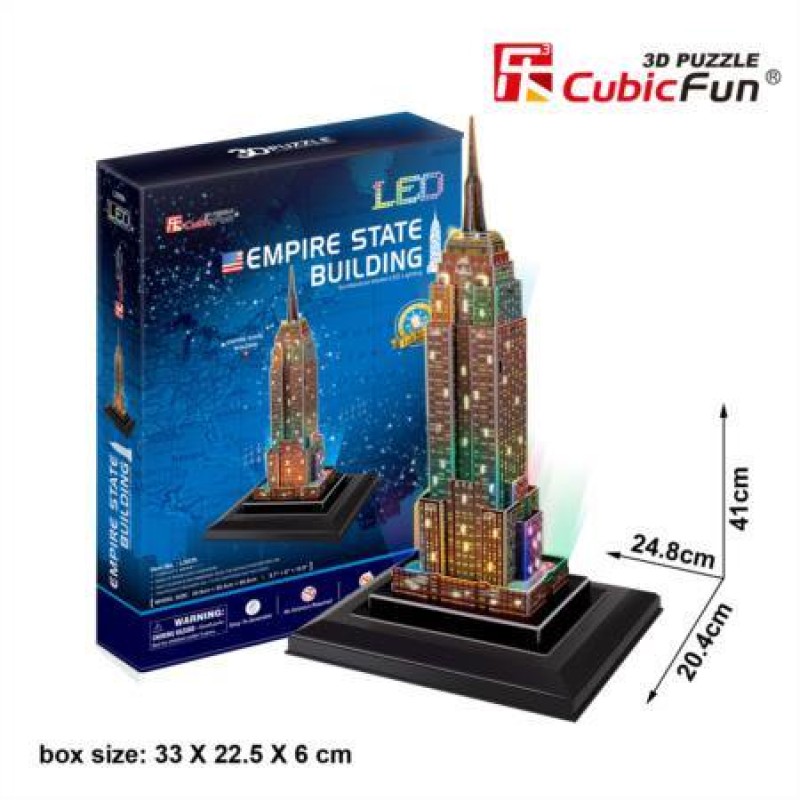 Cubic Fun - 3D Led Puzzle Architecture Model Led Lighting, Empire State Building 38 Pcs L503h