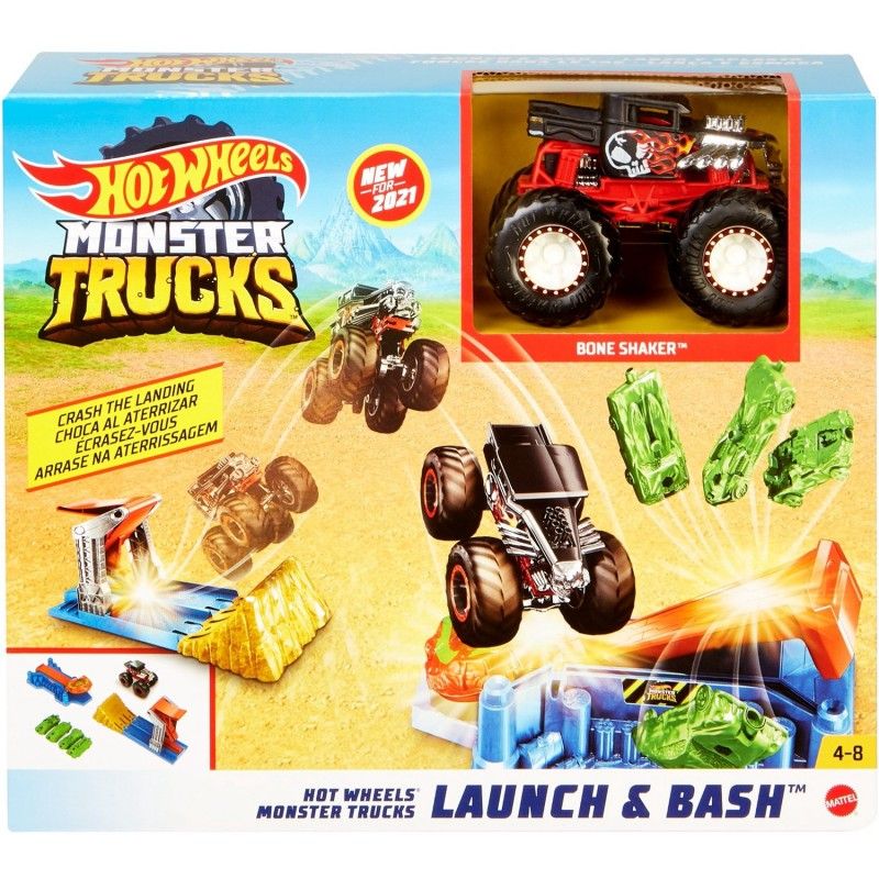 Mattel Hot Wheels - Monster Trucks, Launch And Bash Play Εκτόξευση Και Σύγκρουση GVK08