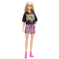 Mattel Barbie - Fashionistas Doll, No.155 Blond Hair With Rock Tee And Skirt Doll GRB47 (FBR37)