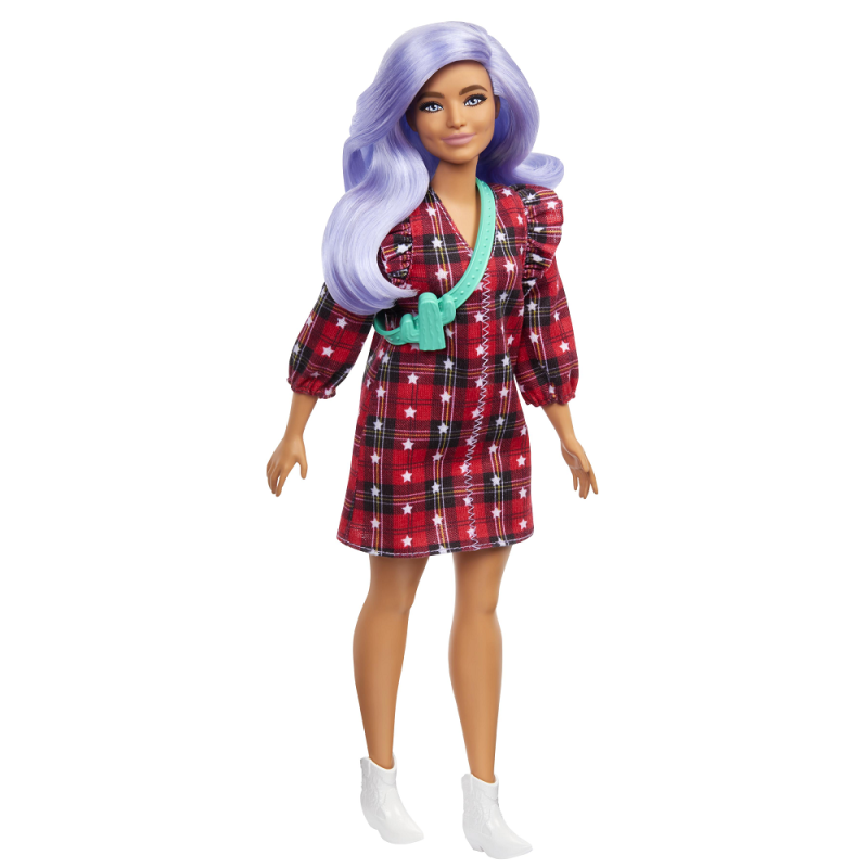 Mattel Barbie - Fashionistas Doll No.157 Με Καρό Φόρεμα Και Τσαντάκι Ώμου GΡΒ49 (FBR37)
