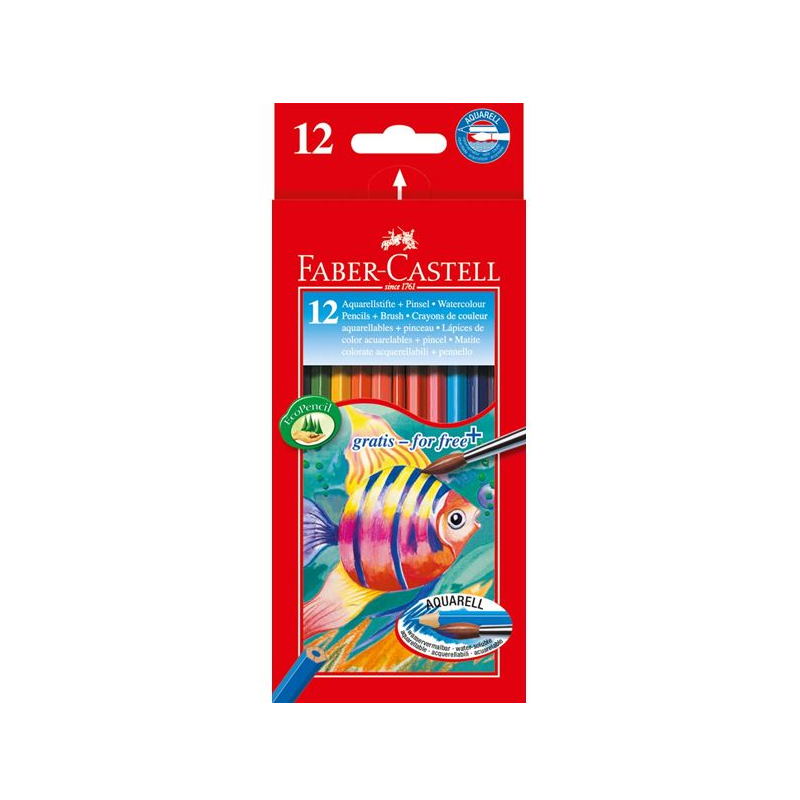 Faber Castell - Ξυλομπογιές Ακουαρέλας Με Πινέλο 12 Τμχ 114413