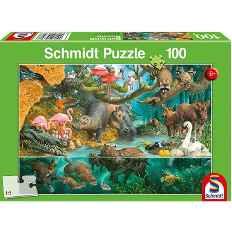 Schmidt Spiele - Puzzle Animal Families At The Riverside 100 Pcs 56306