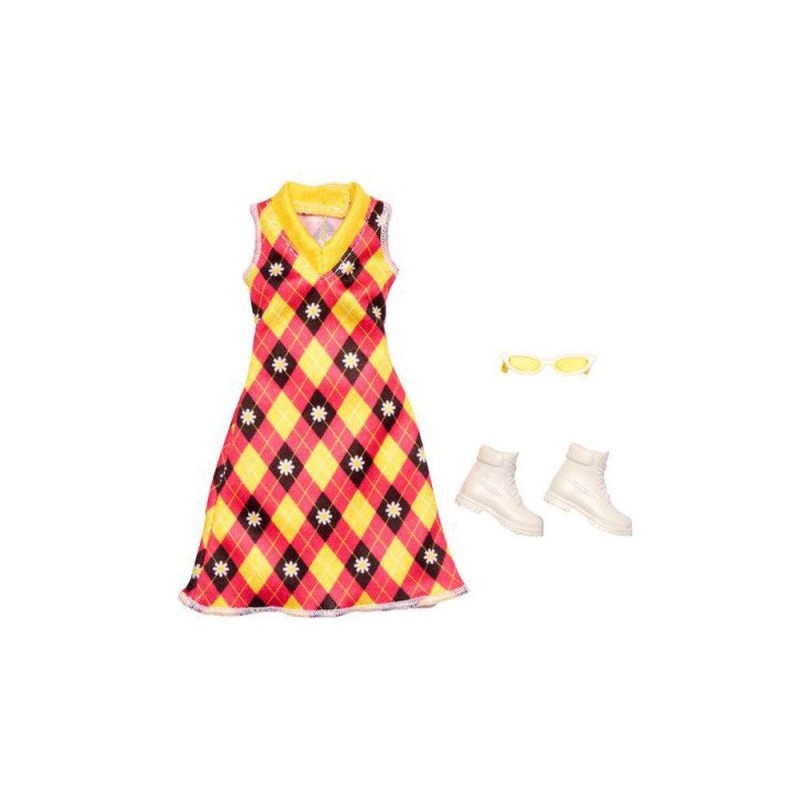 Mattel Barbie - Βραδινά Σύνολα, Fashion Pack Diamond Pattern Dress With Yellow And Pink  HJT17 (GWC27)