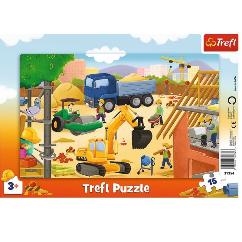 Trefl - Puzzle Frame, At The Construction Site 15 Pcs 31354