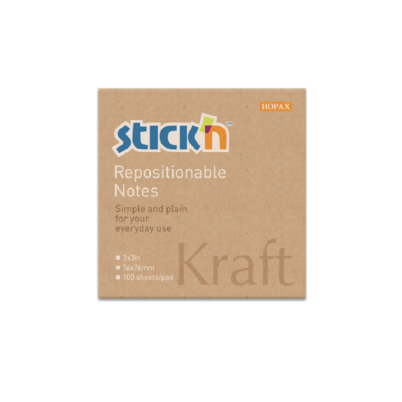 Stick’N - Αυτοκόλλητα Χαρτάκια Κραφτ 76x76mm 100 Φύλλα 21639