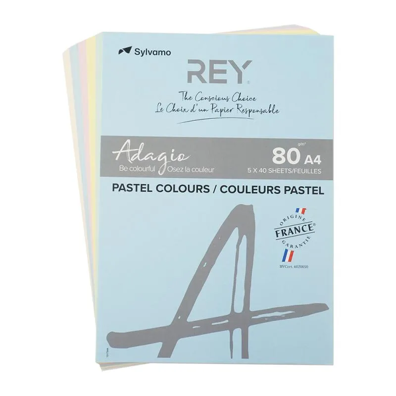 Sylvamo - Χαρτί Εκτύπωσης Rey Adagio, Mix Pastel A4 80gr 200 Φύλλα (1 Δεσμίδα) 42005