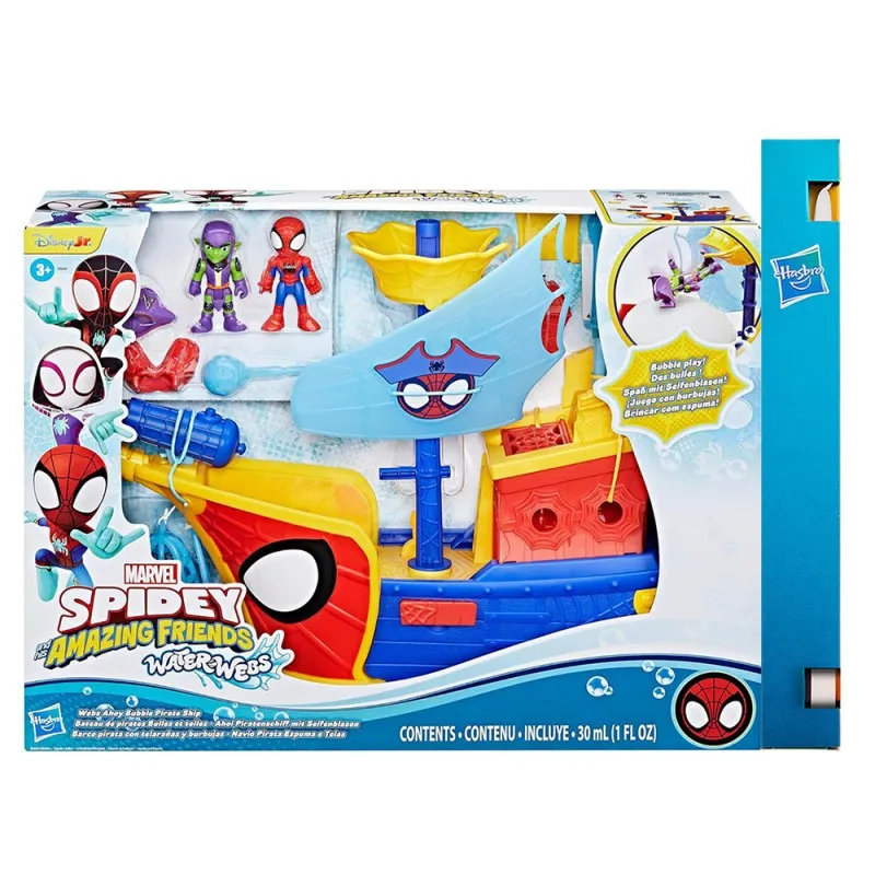 Παιχνιδολαμπάδα Hasbro -  Spiderman Spidey Amazing Friends, Water-Webs Ahoy Bubble Pirate Ship Toy G0666