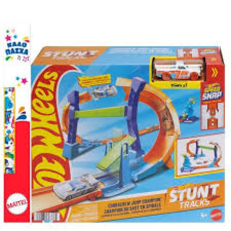 Παιχνιδολαμπάδα Mattel Hot Wheels - Stunt Tracks, Corkscrew Jump Champion JLM91 (JLM90)