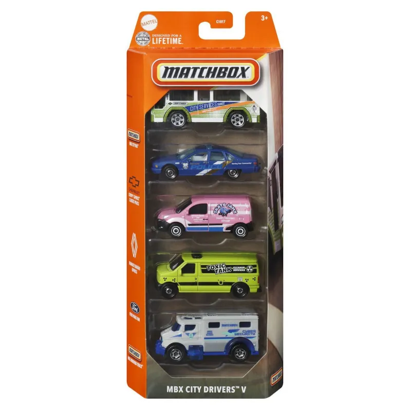Mattel Matchbox - Αυτοκινητάκια Σετ Των 5, MBX City Drivers V JBX21 (C1817)