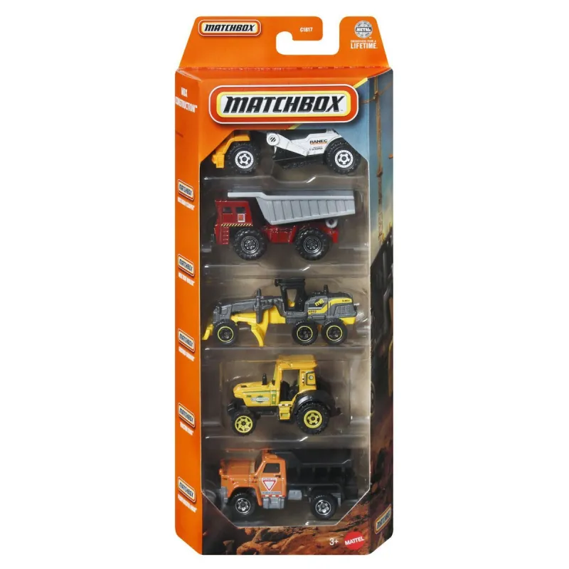 Mattel Matchbox - Αυτοκινητάκια Σετ Των 5, MBX Construction JBX34 (C1817)