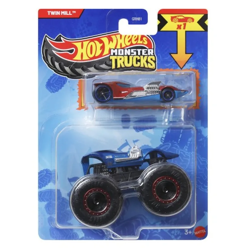 Mattel Hot Wheels - Monster Truck Με Αυτοκινητάκι, Twin Mill JCG34 (GRH81)