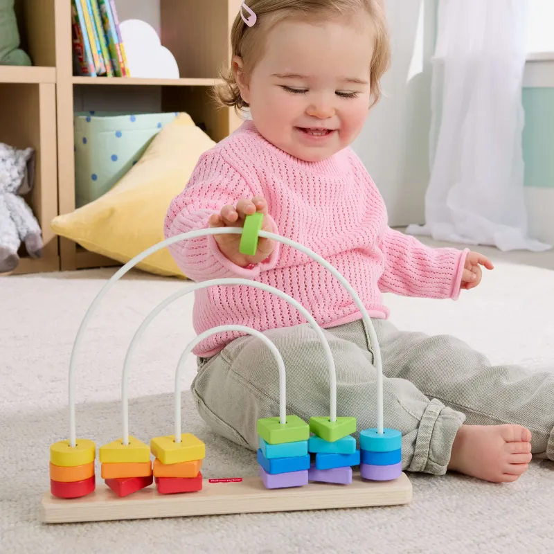 Fisher Price - Wooden Rainbow Bead Bar Maze JFG15