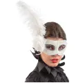Carnival Toys - Μάσκα Λευκή με Φτερό και Λουλούδι 00767