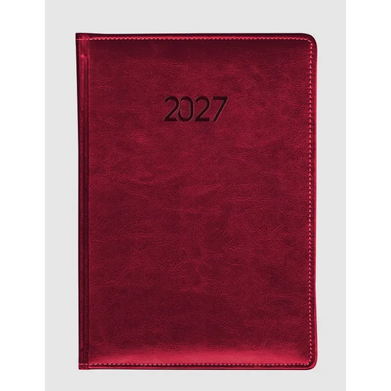 Υδρόγειος - Ημερήσιο Ημερολόγιο Leather P.U. 2027, Bordeaux 17x24 0442