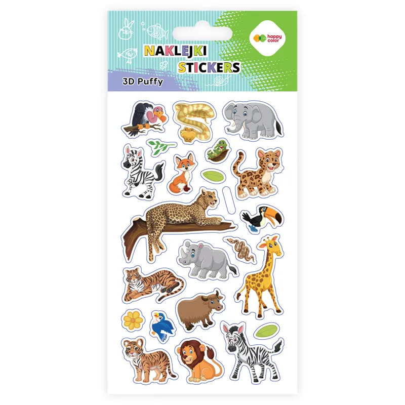 Happy Color – Αυτοκόλλητα Puffy, Wildlife 1020-KA3