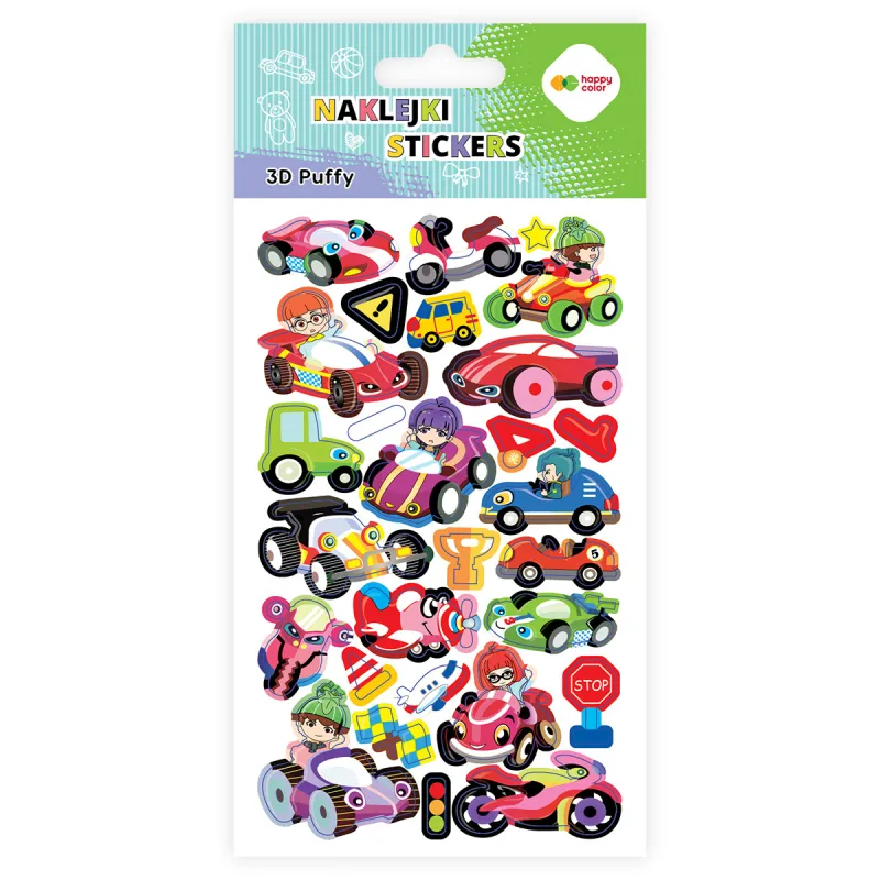 Happy Color – Αυτοκόλλητα Puffy, Vehicles 1020-KP3