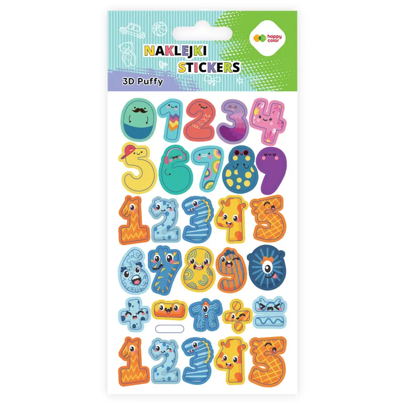 Happy Color – Αυτοκόλλητα Puffy, Numbers 1020-UP3