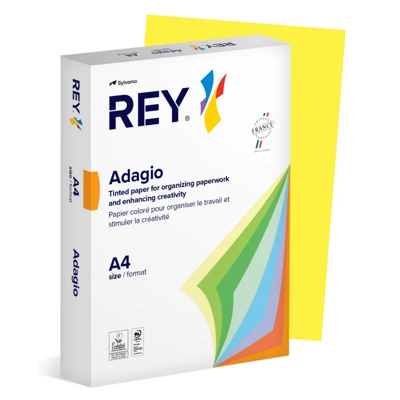 Rey - Χαρτί Εκτύπωσης Adagio Χρωματιστό, Yellow A4 80gr 500 Φύλλα (1 Δεσμίδα) 10275
