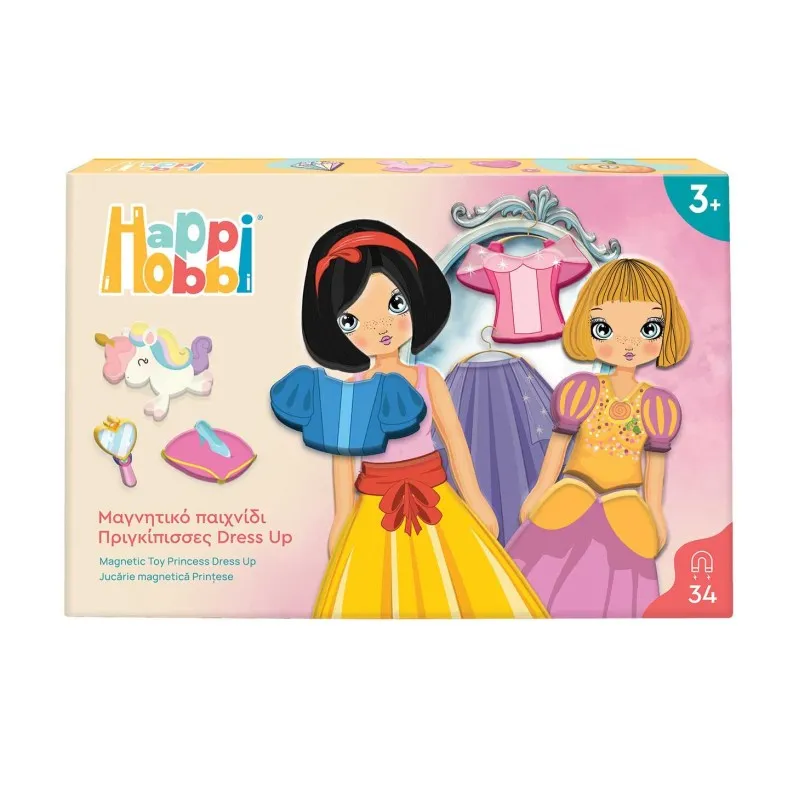HappiHobbi - Πριγκίπισσες Dress Up 34 Εκπαιδευτικοί Χάρτινοι Μαγνήτες 1029-64081
