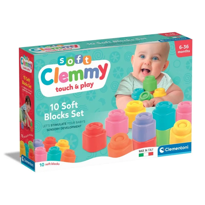 Baby Clementoni - Soft Clemmy Touch & Play Μαλακά Premium Τουβλάκια 10 τμχ 1033-17988