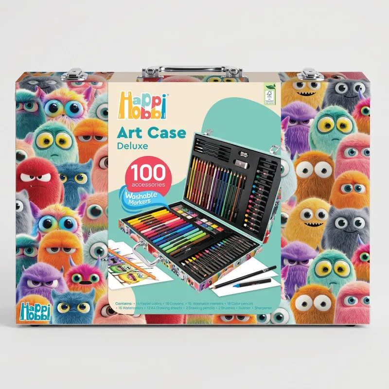 AS - HappiHobbi , Κασετίνα Ζωγραφικής Deluxe 100 Αξεσουάρ Τερατάκια 1038-82062